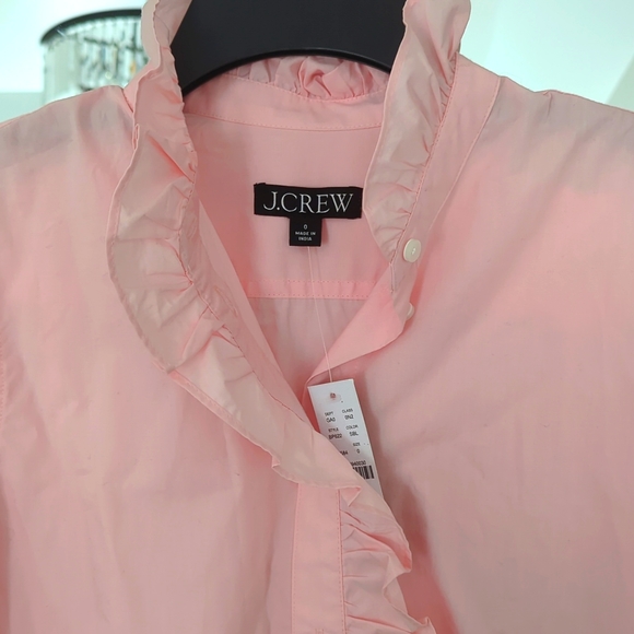 J.Crew Pink Ruffle Button Up / Button Down - Picture 3 of 6